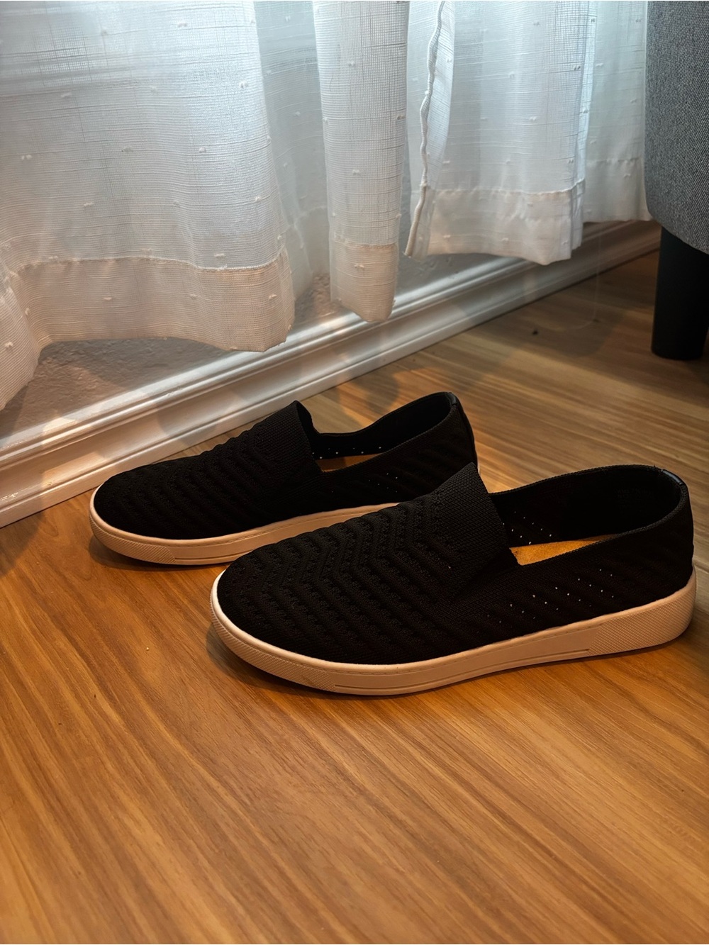Sonoma Black Knit Slip-On Sneaker with White Sole